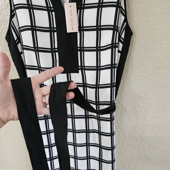 NWT Ann Taylor Monochrome Checkered Mini Dress - Picture 4 of 10
